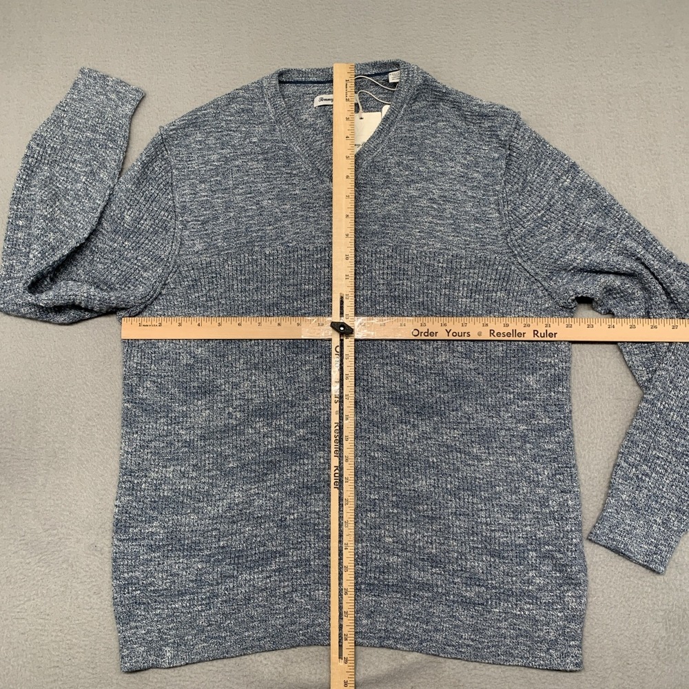 Tommy Bahama Mens Sweater 2XL Blue Marled Roanoke V-Neck Long Sleeve Cotton New - Picture 7 of 10